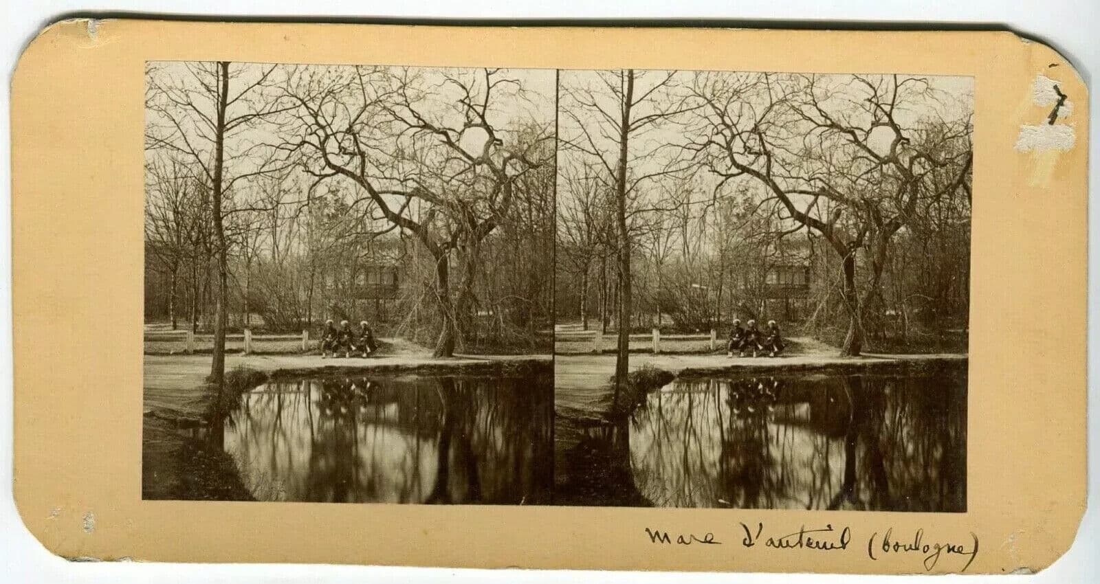 Vintage Stereoview - Mare d'Auteuil Boulogne - Albumen c. 1880 image 4