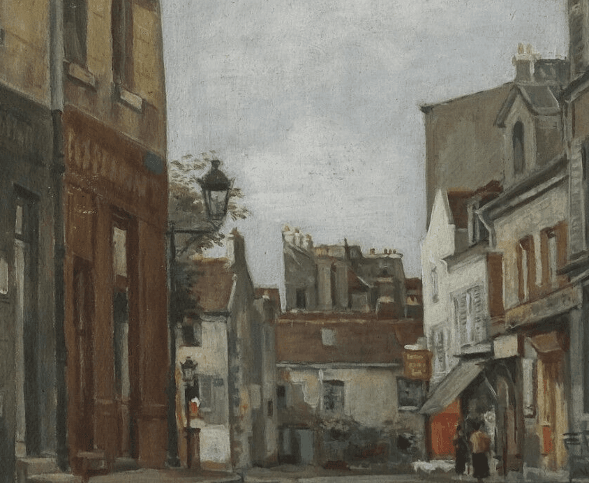 Modern Antique Original Painting Oil Inside Cityview with People Original image 4