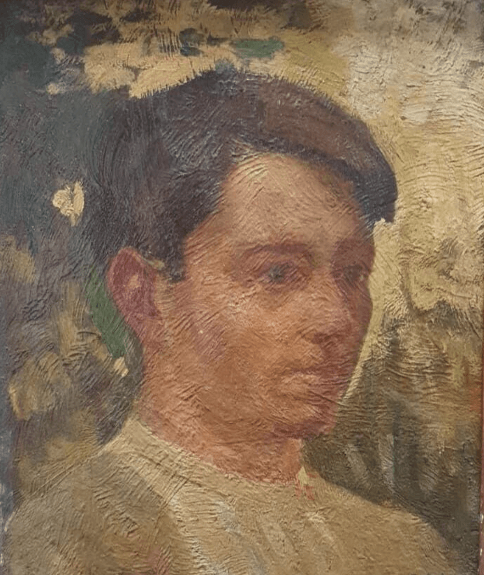 Antique Oil Painting Original signed Woman and Men Portrait Framed