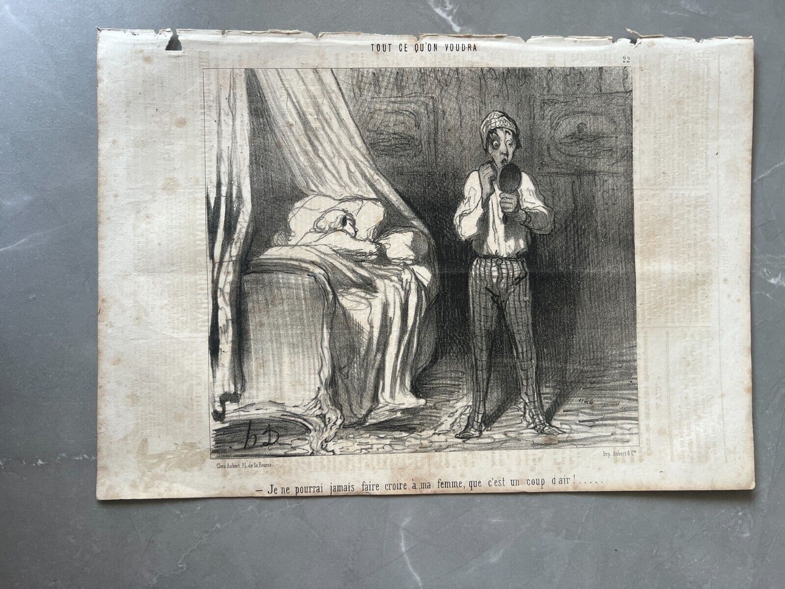 Antique Print 19th century Daumier, Tout ce qu'on voudra, coup d'air image 2