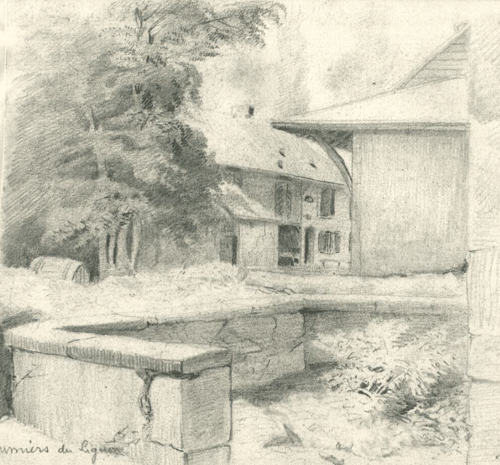 Vintage Pencil Drawings Houses, Trees, Buildings, Landscape x2 image 1