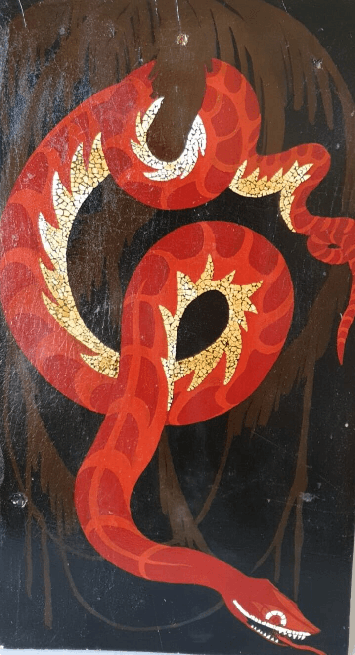 Antique Painting Original Snake, Art Deco, Nature, Enamel image 1