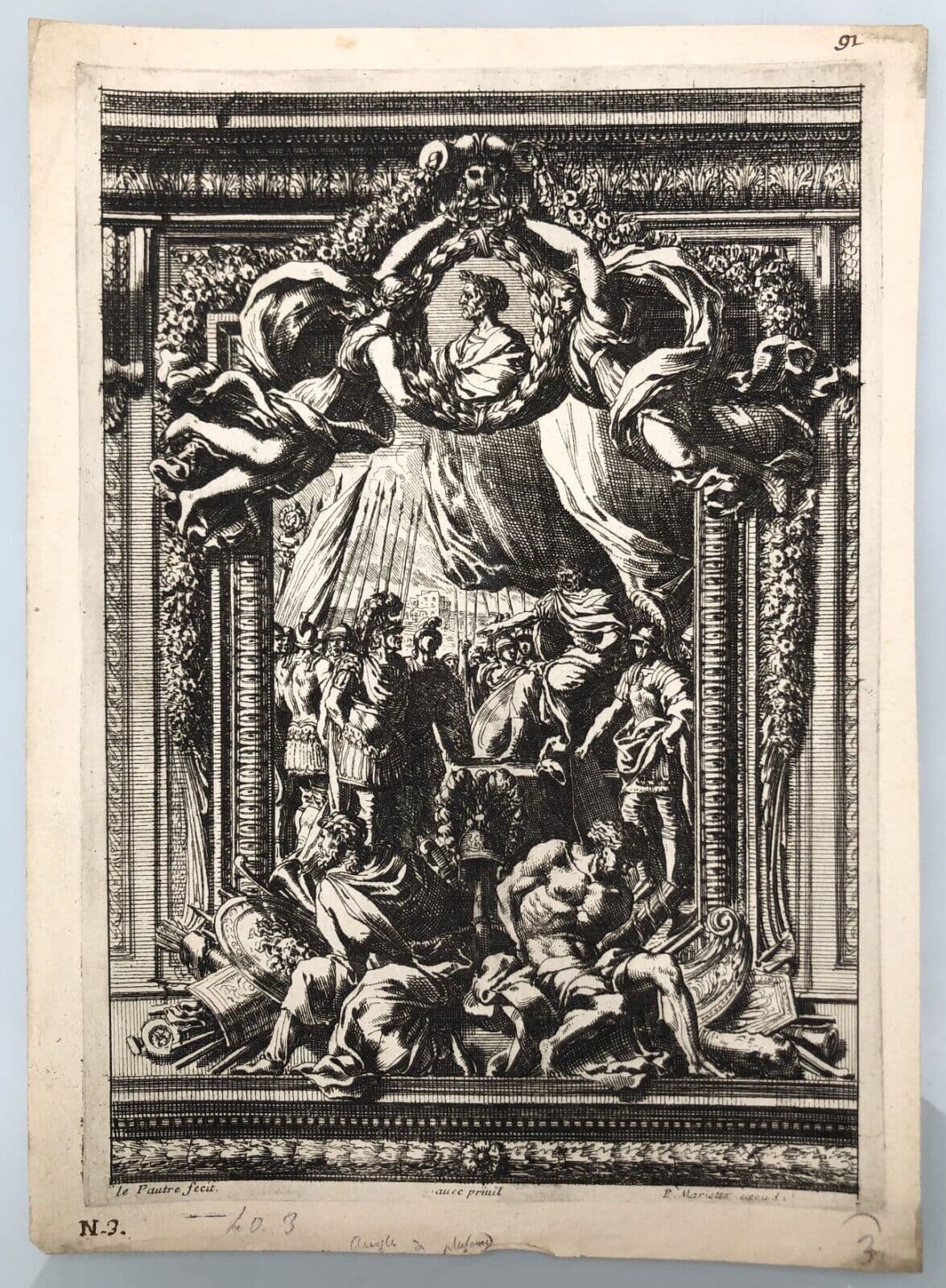 Antique Etching Jean Le Pautre (1618–1682) Religious Scene, History Architecture image 6