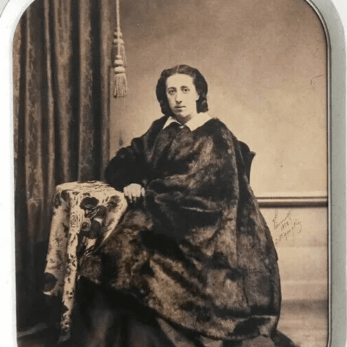 Vintage Albumen Alexis VINMER - St Quentin, Lady Portrait with Fur Coat 1858 image 3