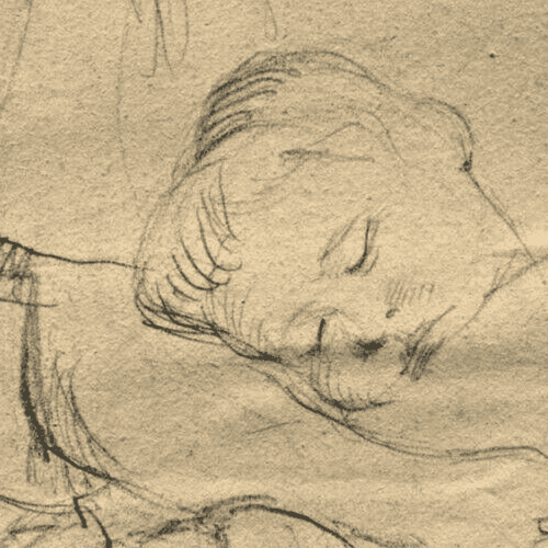 Antique Pencil Drawing Original Woman Portrait, Baby, Mother signed image 4