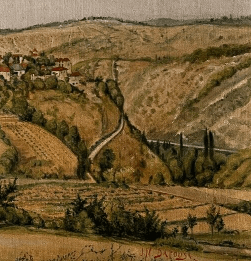 Vintage Oil Painting Landscape, Belaye, Village, Fields signed 1947 image 3