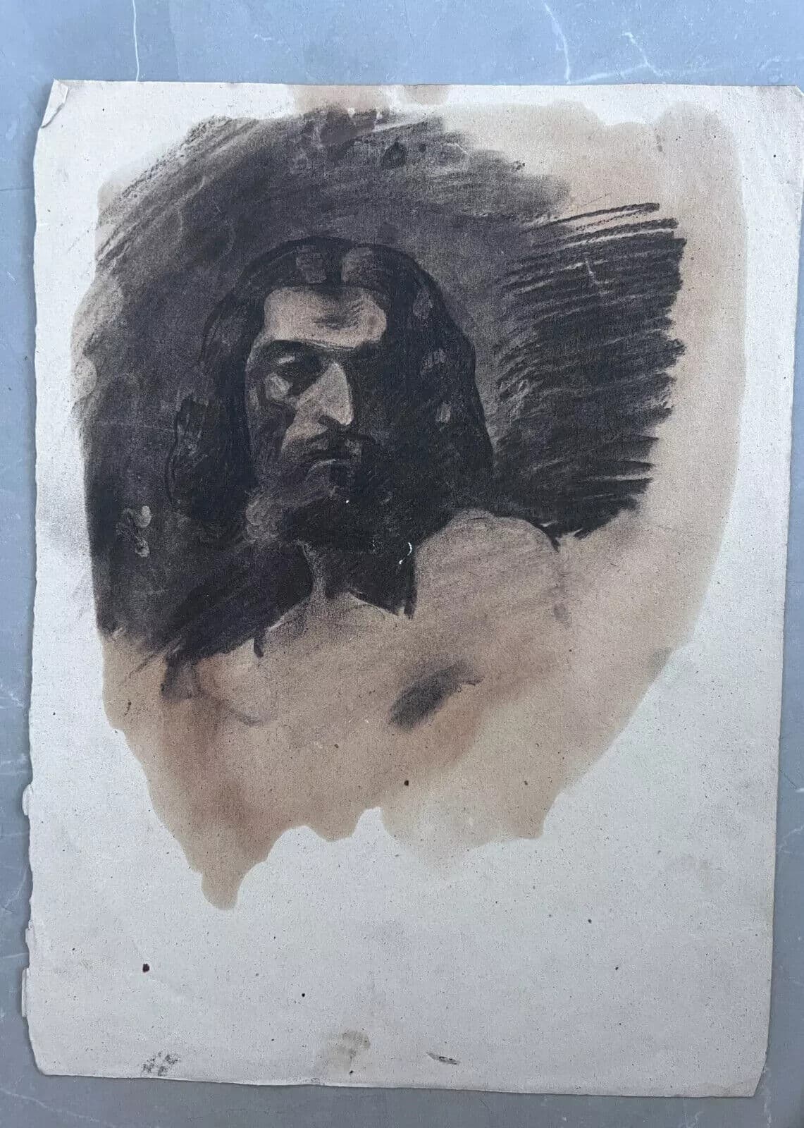 Antique Original Drawing 19th century Man Portrait image 3