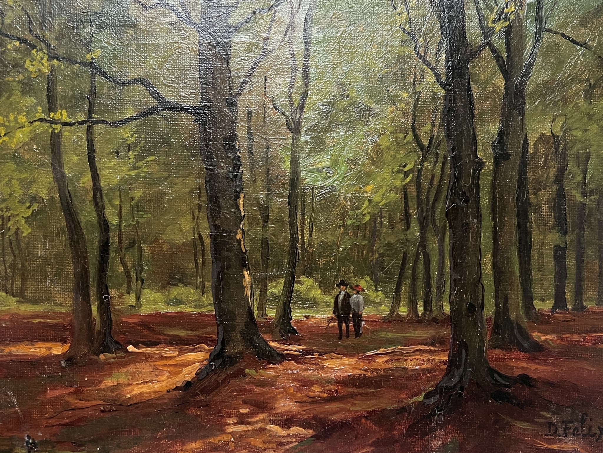 Painting People in a Forest signed image 1