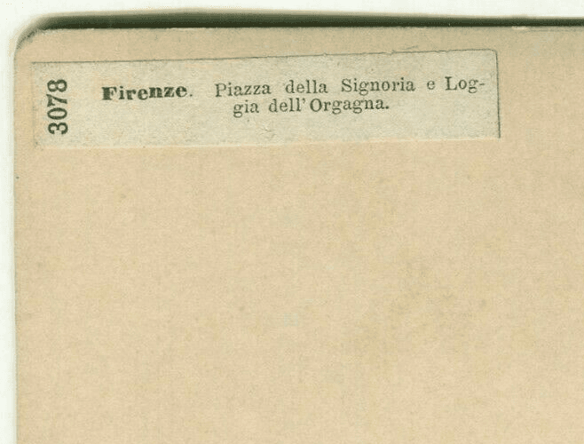 Vintage Stereoview - Giacomo BROGI - Florence Piazza della Signoria c. 1870 image 4