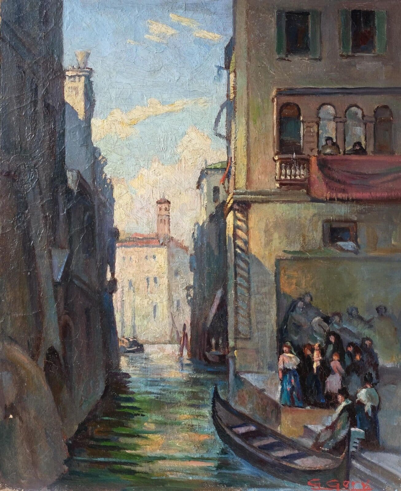 Antique Oil Painting Signed Venise Cityview Landscape Italy image 1