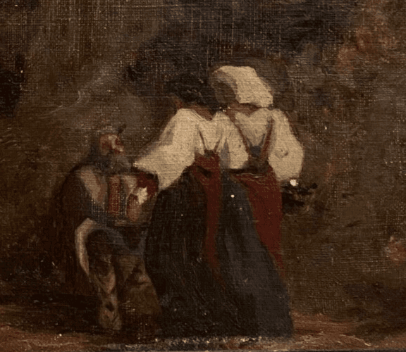 Antique Painting Original 19th century Religious, Women, Mountain, Landscape image 3