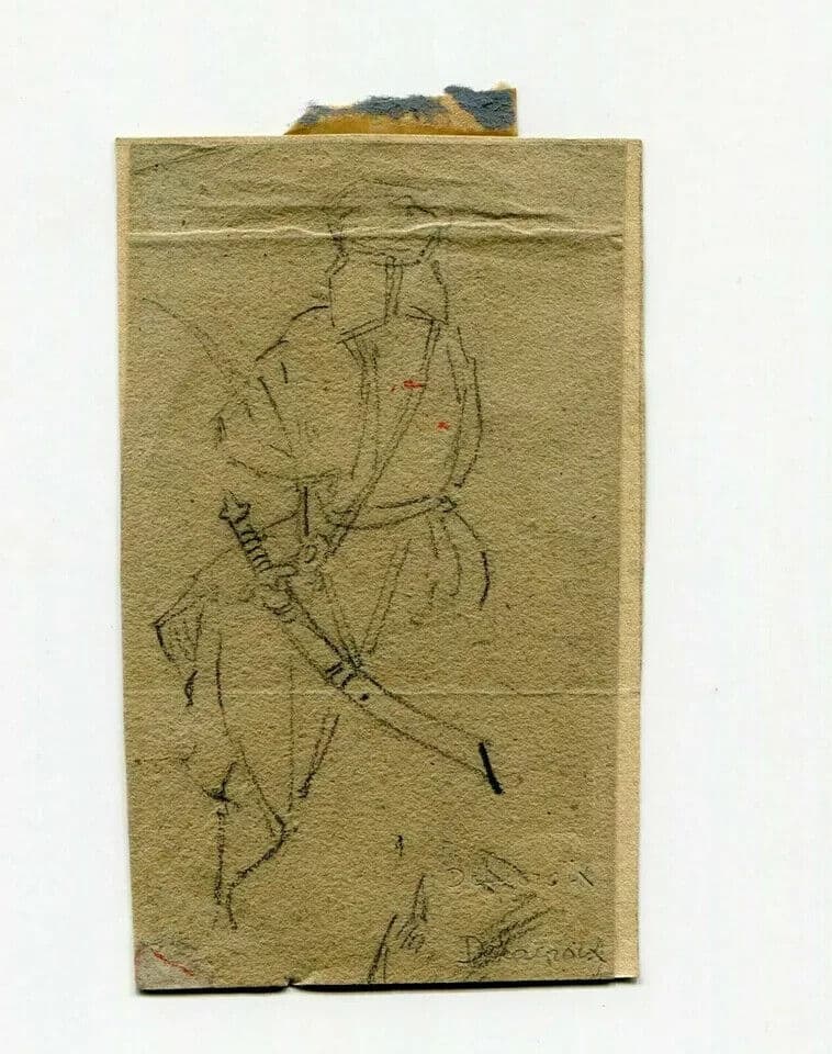 Antique Pencil Drawing 19th century Soldier, Military, Orientalist Artwork image 4