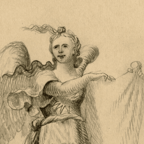 Antique Drawing Pencil Original Angel Portrait Chaumery St Marcel image 2