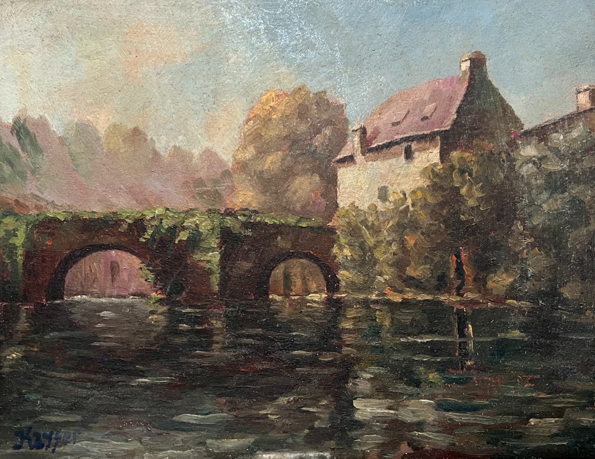 Painting Pont-en-Royan Landscape signed image 1