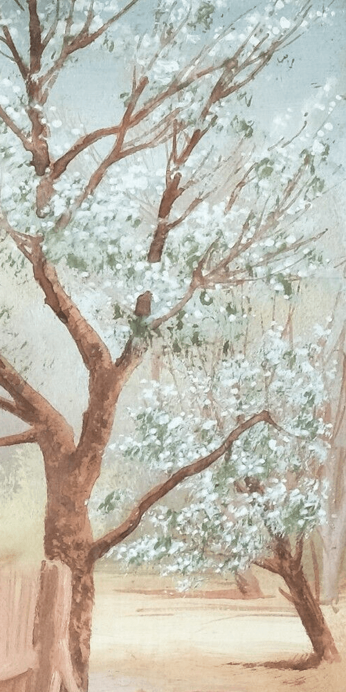 Antique Russian Painting Oil Original signed Landscape Path and Trees image 6