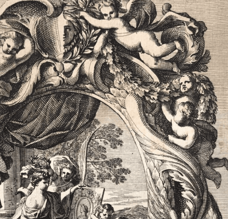 Antique Original Etching Jean Le Pautre (1618–1682) Painter and Angels Etching image 3