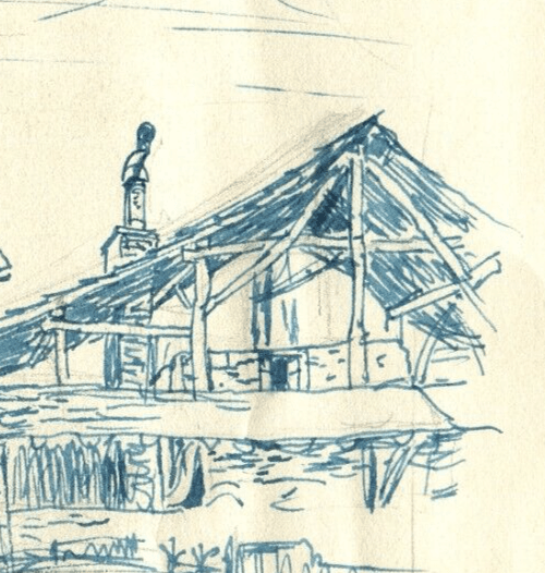 Vintage Ink Original Drawing Landscape Houses and Cityviews c 1933 image 2