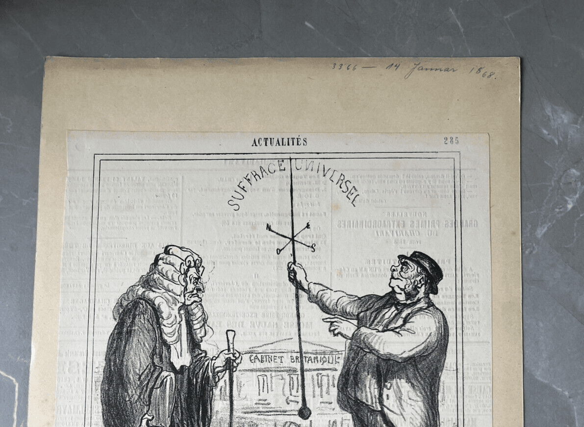 Antique Print 19th century Caricature, Daumier, John Rull , Paratonerre 1868 image 2