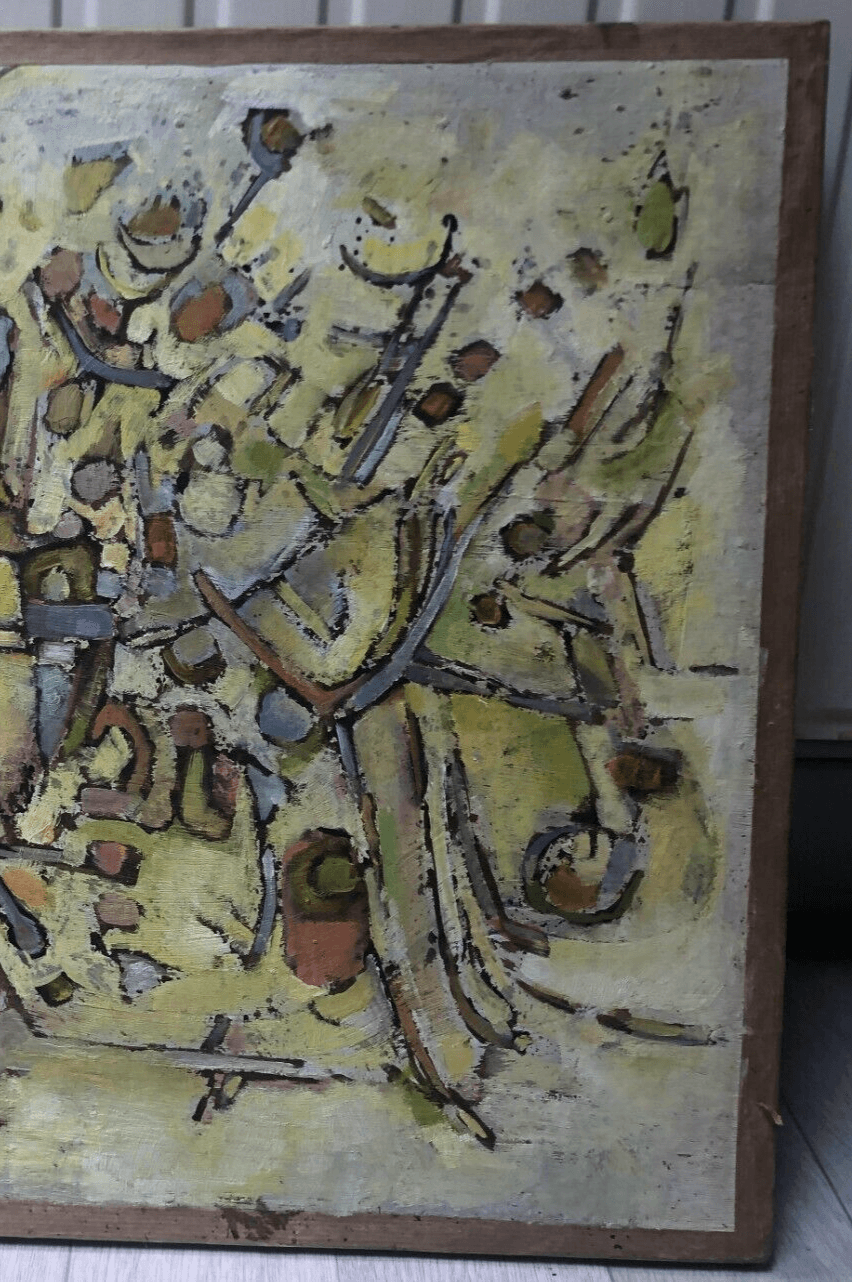 Antique Original Painting Abstraction, Portrait around BISSIÈRE image 4