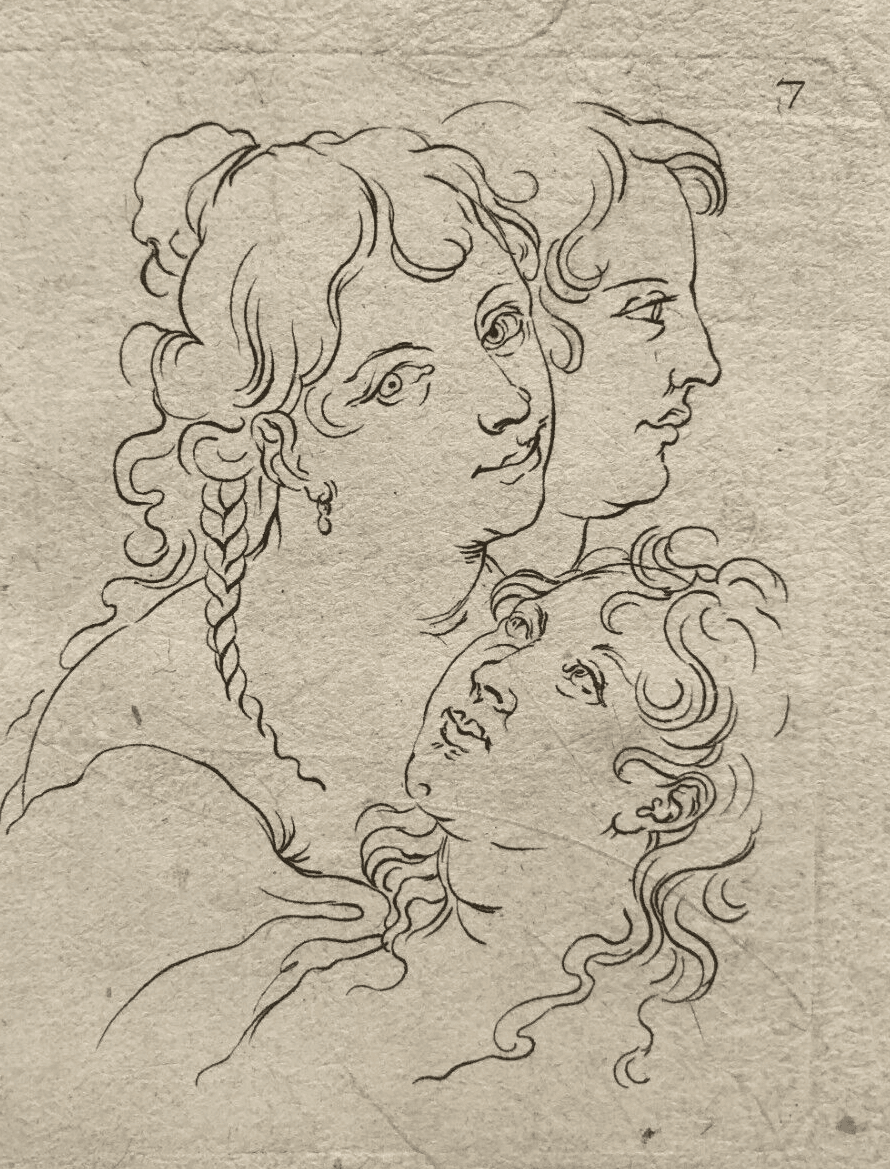 Antique Etching Original People, Woman, Man, Kids, Portraits image 1