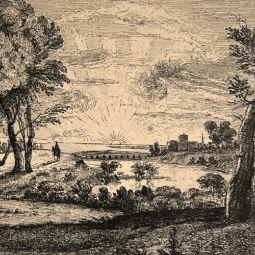 Antique Etching Original Claude LE LORRAIN (1600-1682) Landscape, Forest, People image 4