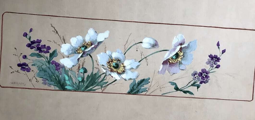 Original Antique 19th century Drawing Flowers Bouquet Floral image 5