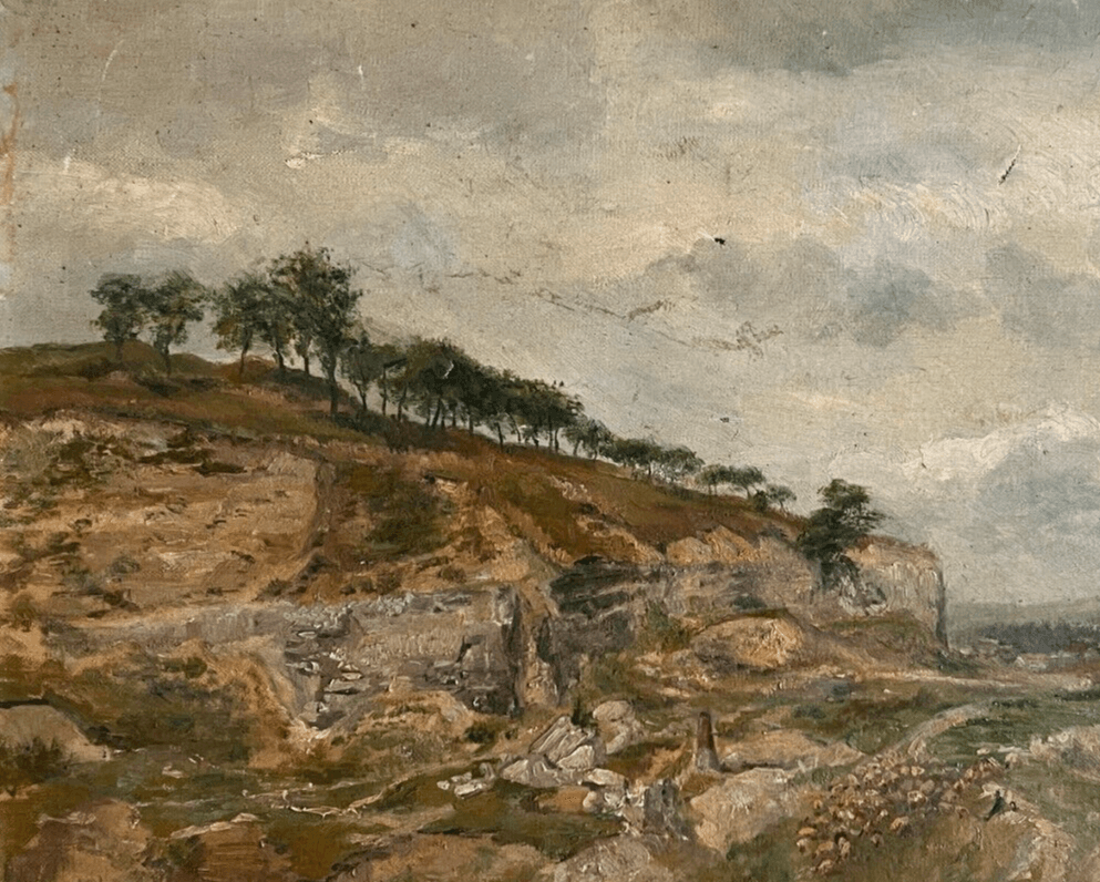 Antique Original Painting Landscape, Forest, Trees, Mountain signed image 2