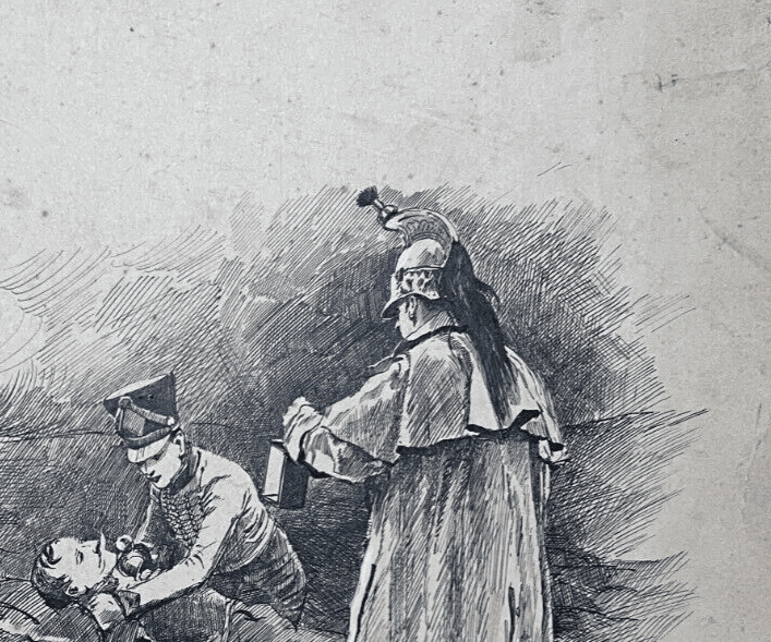 Antique Drawing 19th century Original War Military Scene, Death image 4