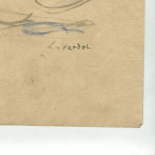 Vintage Ink Drawing Genre Scene, Spanish Dancing Figures Original Signed image 3