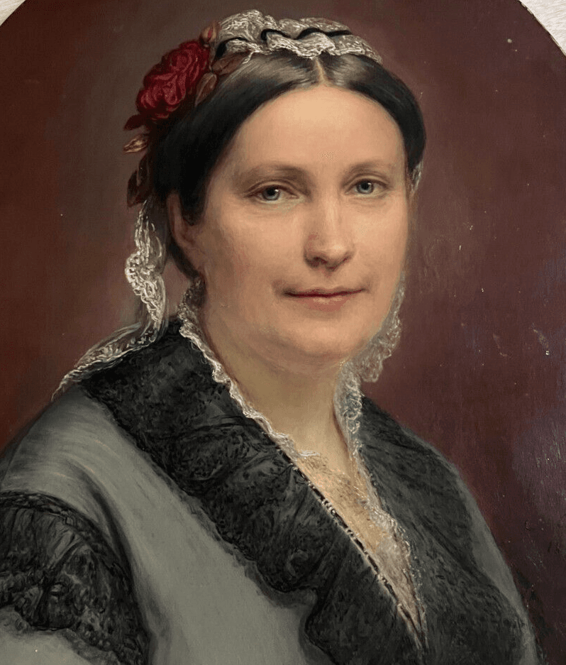Antique Original Painting by Marie C. LASSON (XIX) Woman Portrait