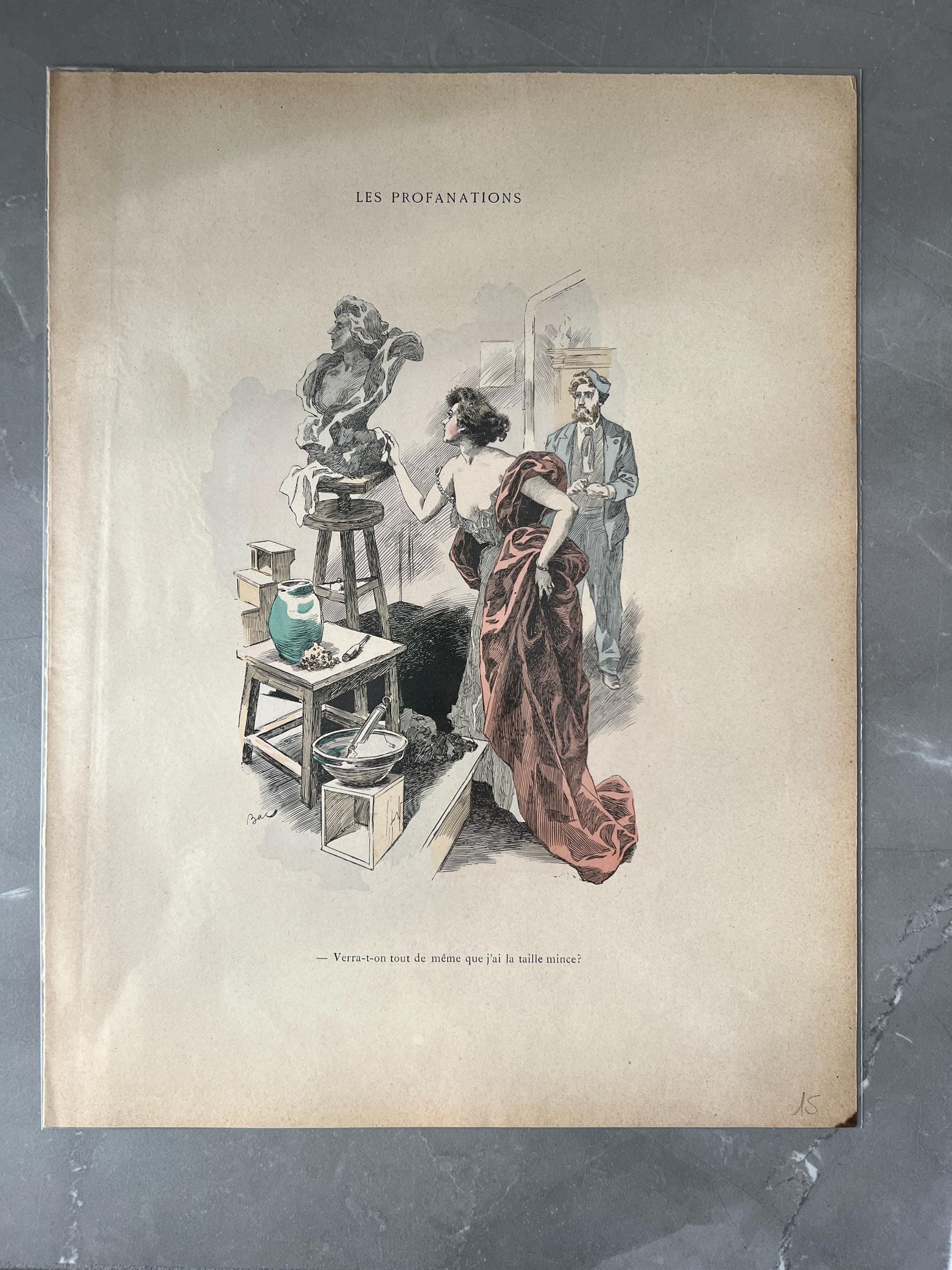 Les Profanations - Antique Satirical Illustration image 1