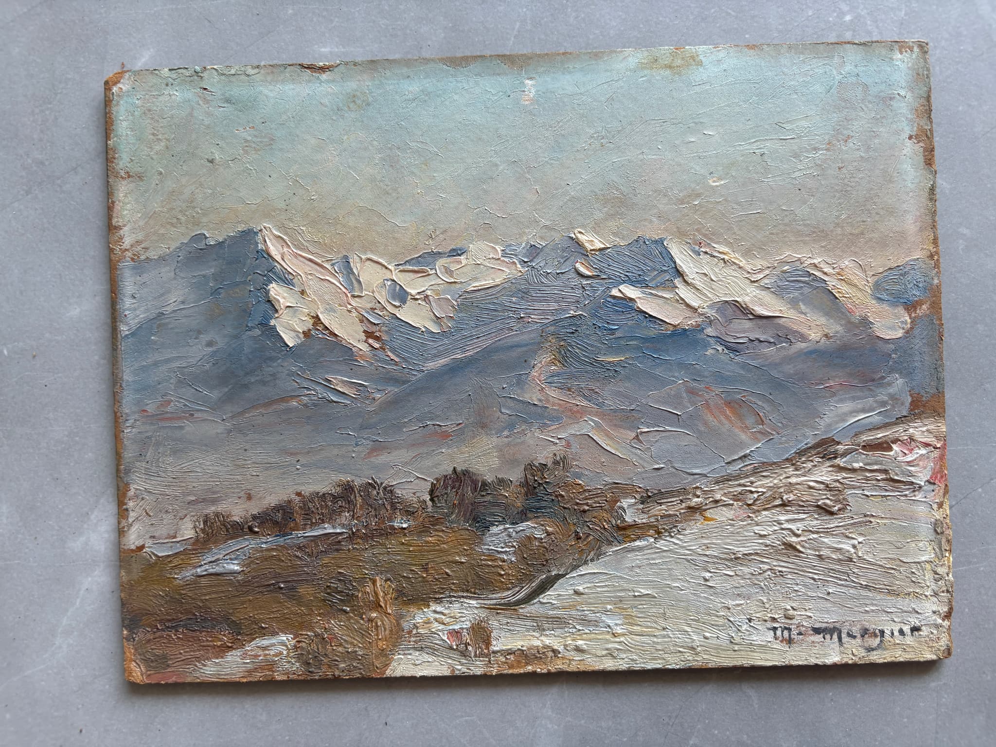 Antique Original Painting Mountain Landscape Marcel MERGIER (1884-1974) image 4