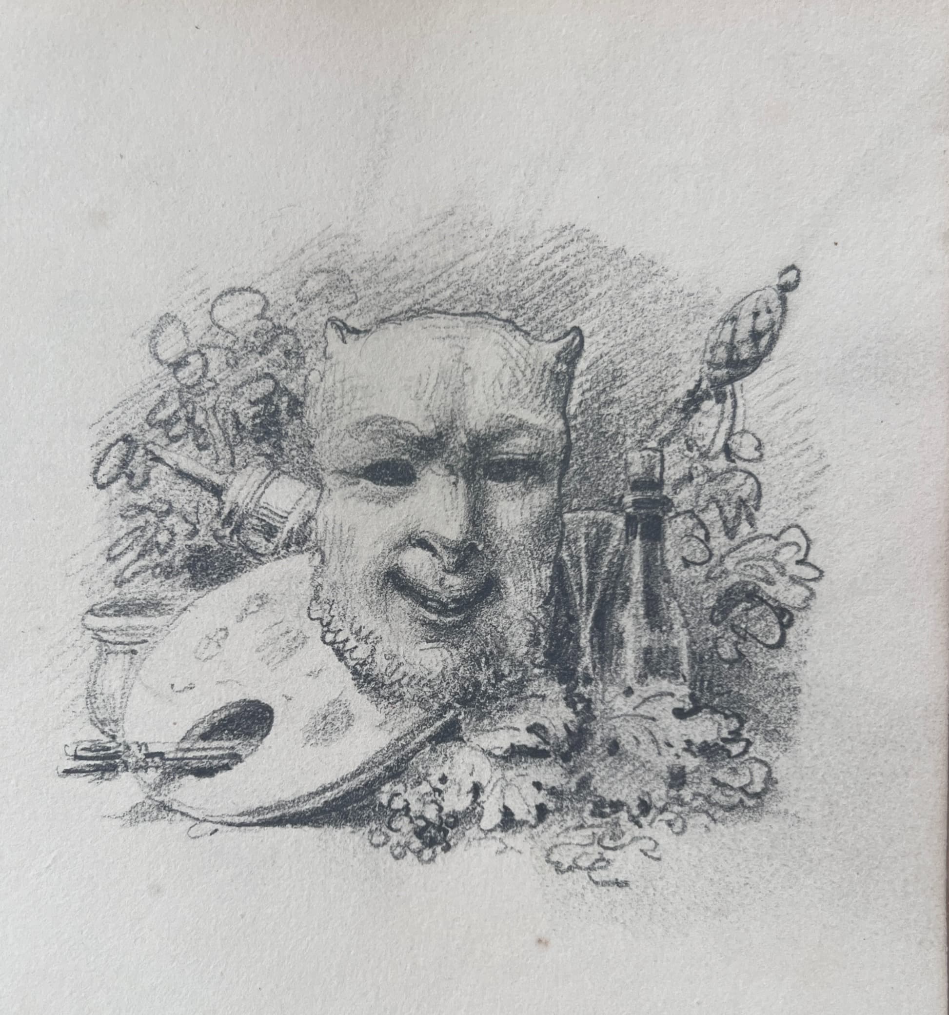 Mask, Painting Still Life 19th century Drawing image 1