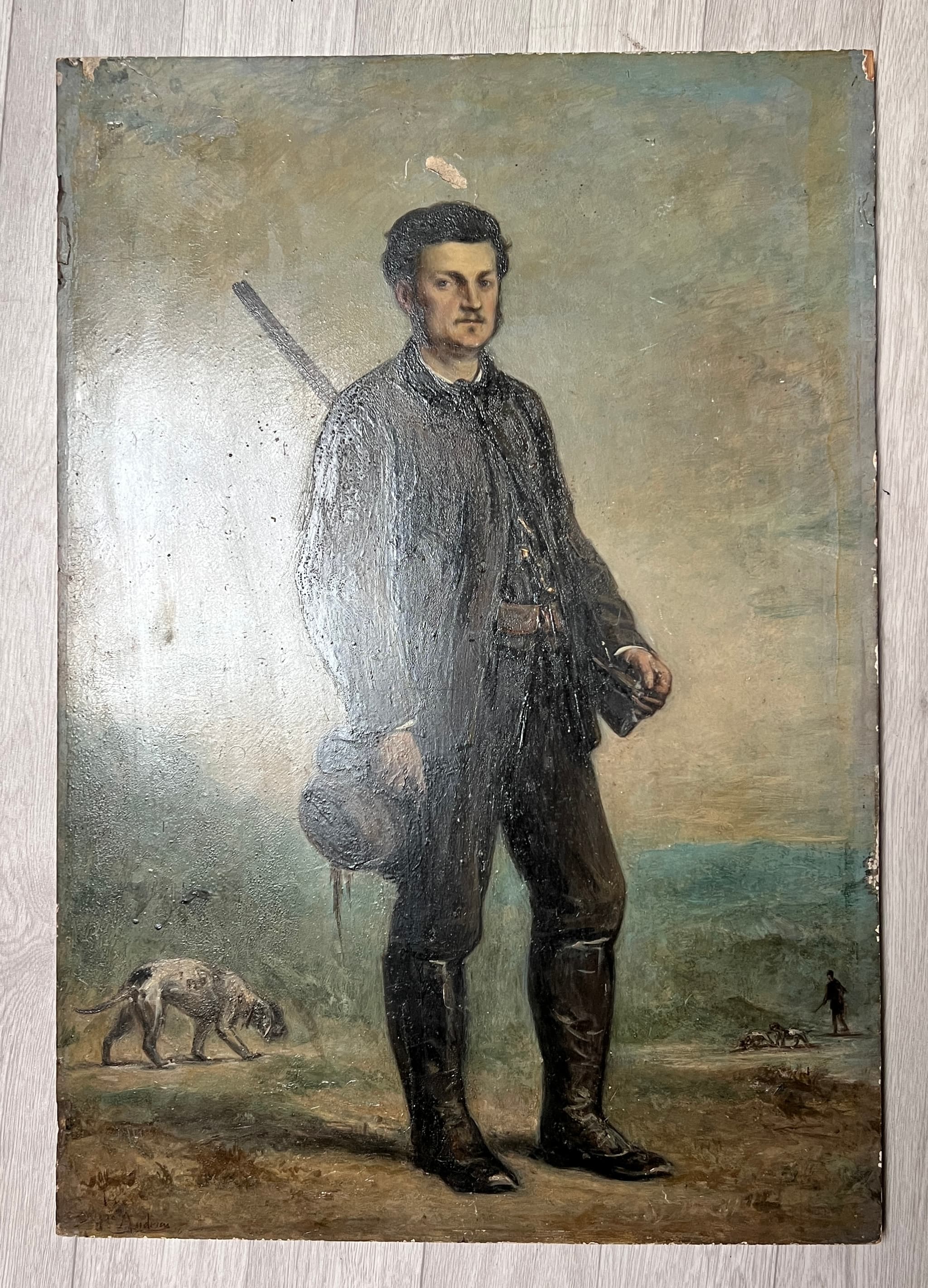 Painting by Pierre ANDRIEU (1821-1892) Man Hunter Portrait image 2