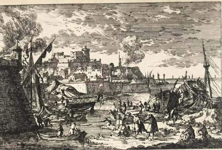 Antique Etching Original Nicolas PERELLE (1631-1695) Harbour view Etching image 8