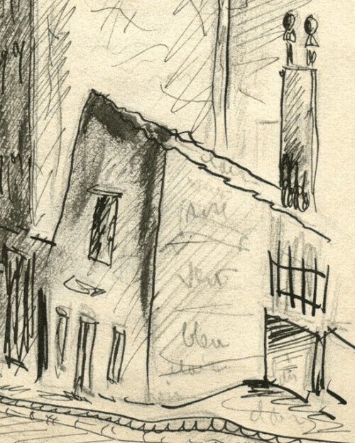 Vintage Ink Original Drawing Cityviews, Buildings, Houses c. 1930 image 2