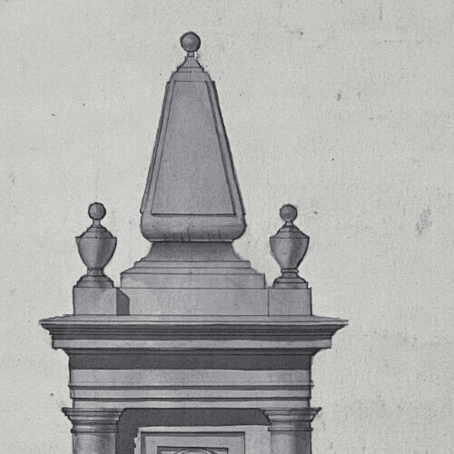 19th century Original Antique Drawing Fountain, Plans image 5