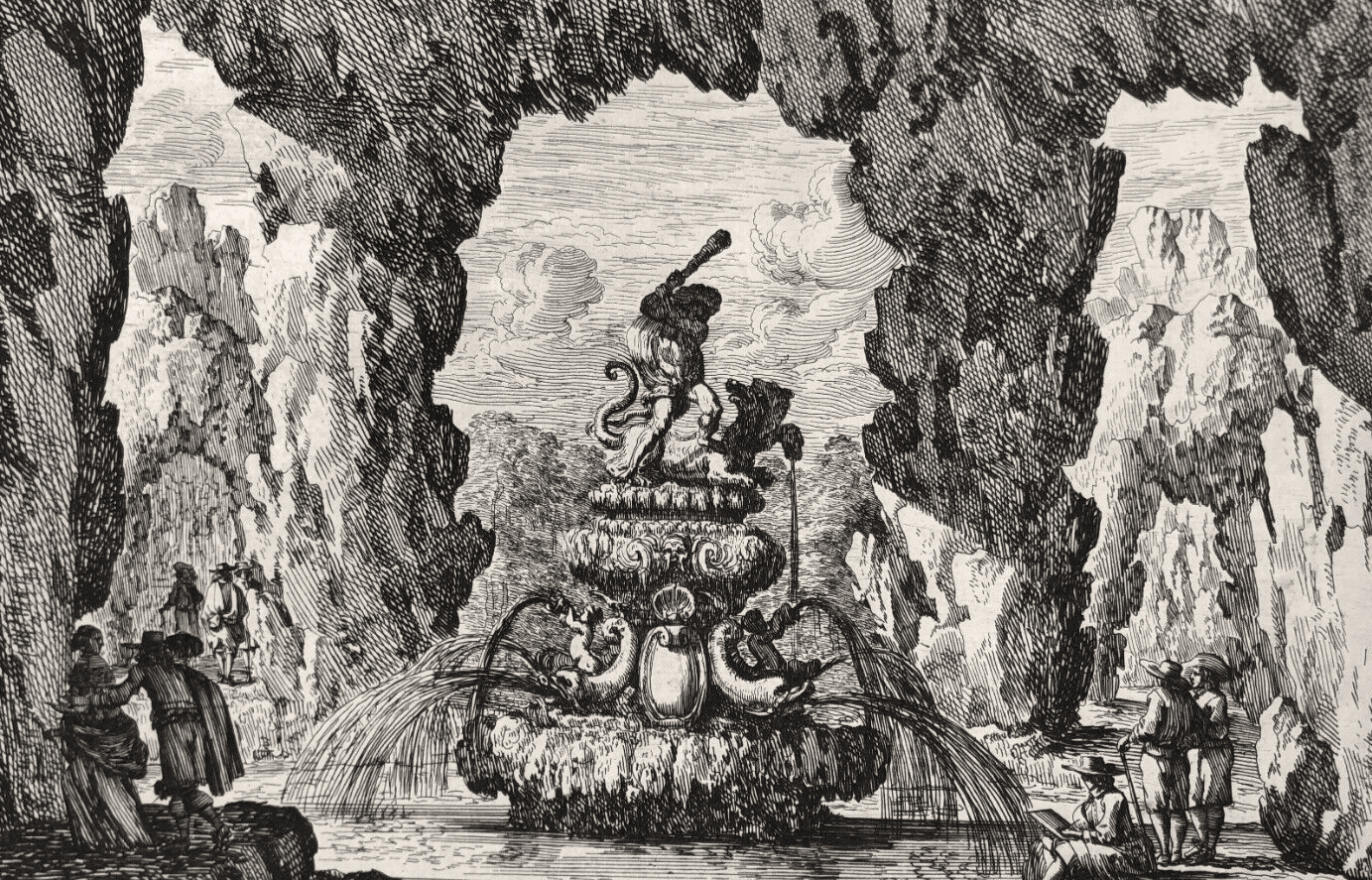 Jean Le Pautre (1618–1682) Garden Fountain and People Etching