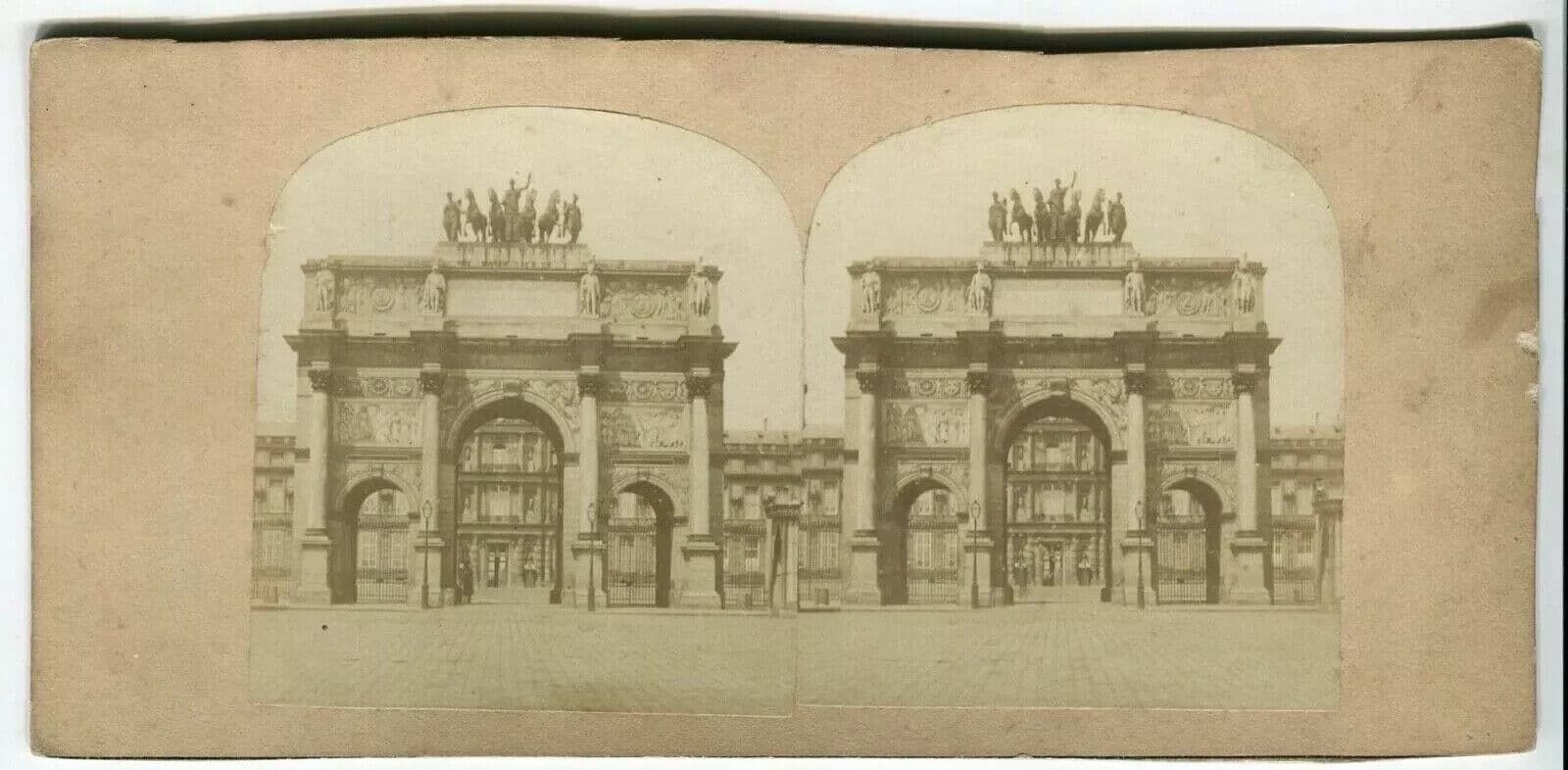 Vintage Stereoview Photograph Arc de triomphe Carrousel Paris Lecocq-Frêné 1860 image 7