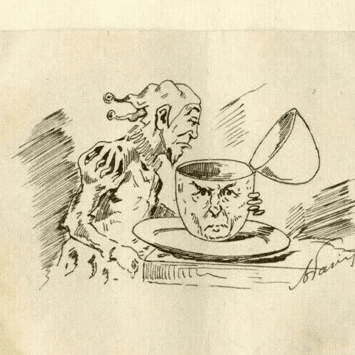 Antique Ink Drawing 19th century - Joker Caricature, Vintage Caricature Art image 3
