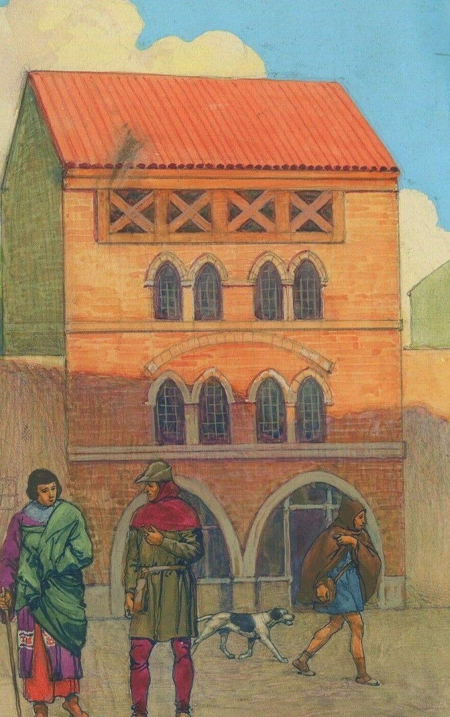 Drawing Illustration House 12th century image 1