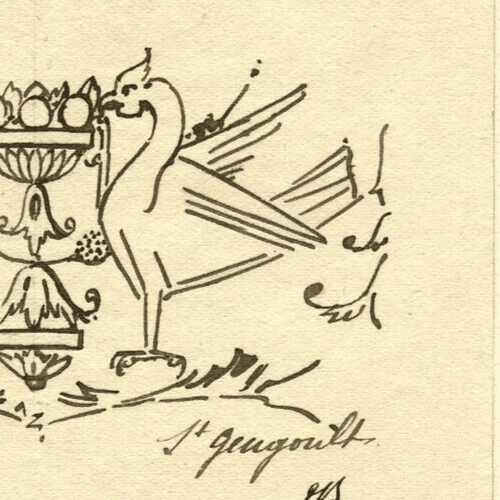 Vintage Ink Original Drawing Saint-Gengoult Badge, Blason image 5