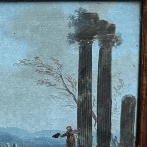 Antique Drawing Original People, Horse, Landscape, Architecture image 5