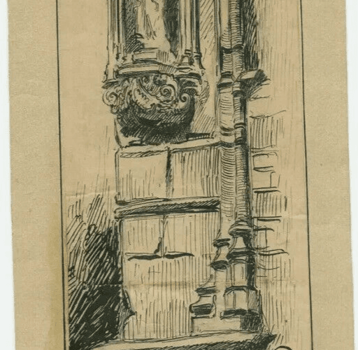 Antique Ink Original Drawing 19th century Religious Gothic Church Chasselay image 5