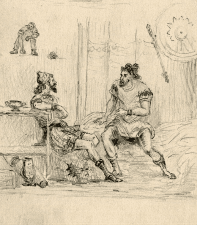 Antique Drawing Pencil Original People, Men, Military, Sketches image 1