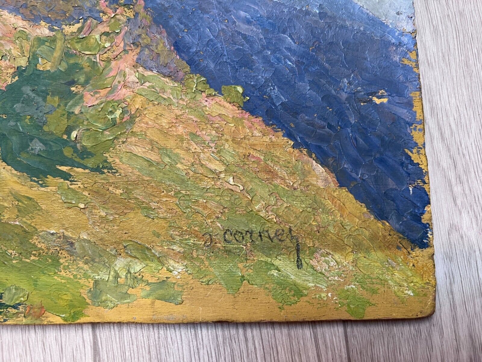 Joseph CORNET (XX) Mountain Landscape with Chalet Painting image 4
