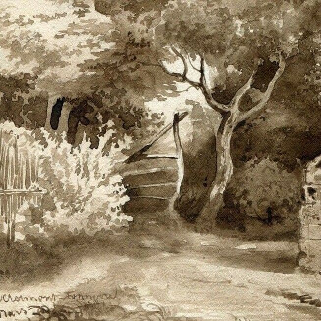 Antique Drawing Jean de CLERMONT-TONNERRE (XIX) - Landscape in Switzerland image 2