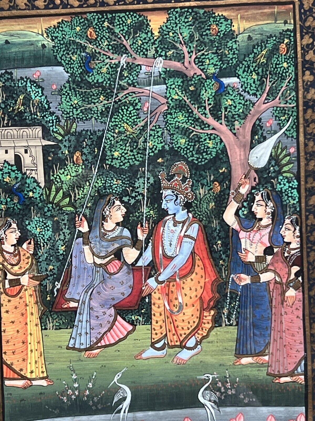 Vintage Original Painting Indian People Scene image 3