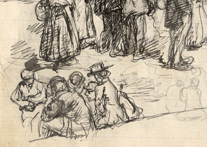 Vintage Ink Original Drawing Family Figures, Women, Sailors, People Sketch image 5