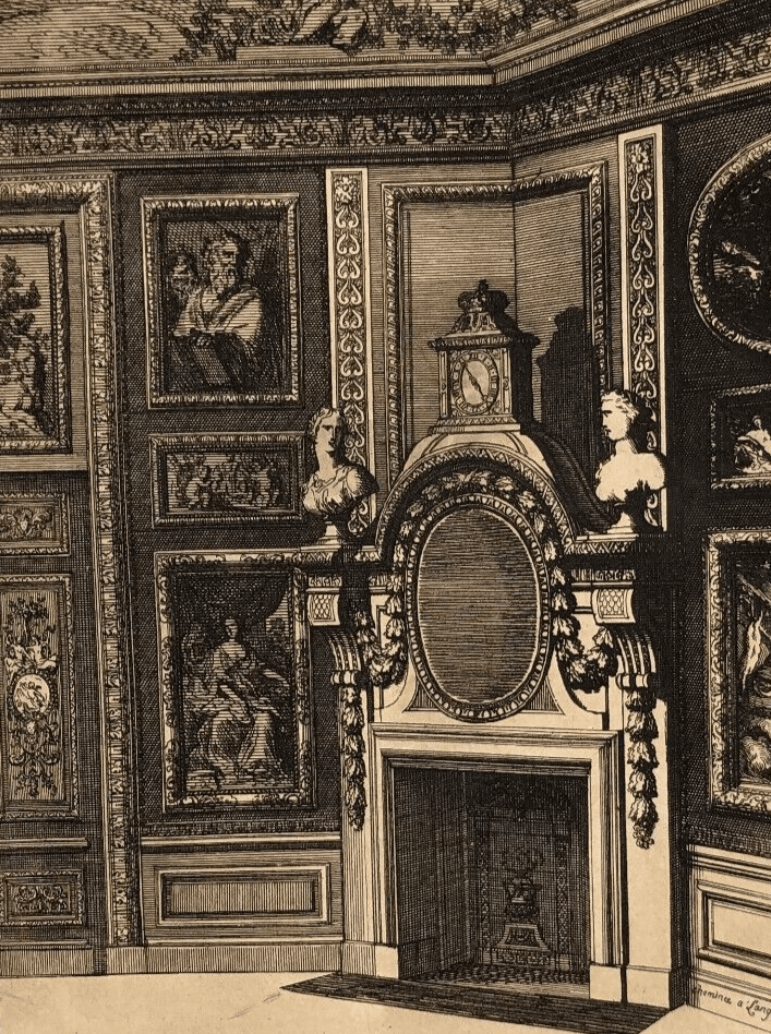 Antique Original Etching Jean MAROT Mariette, Fireplace, Architecture x7 image 1